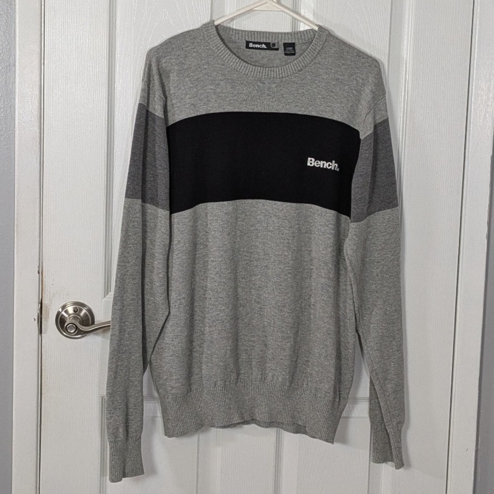 Bench. 100% Cotton Pullover Colorblock Knit Casual Comfy Men's Sweater Size L